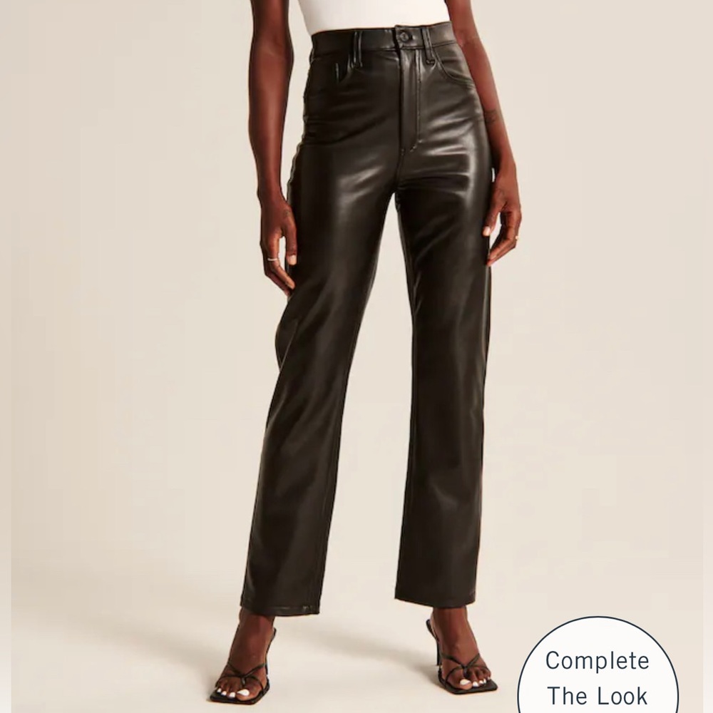 Abercrombie & Fitch Vegan Leather 90s Straight Pants Black size 27 regular